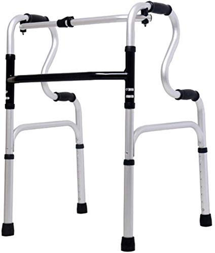 GGZONE Sgabello Telaio da Passeggio per Anziani Doppi braccioli in Alluminio Asta Tonda a Quattro Piedi Senza Ruote Deambulatore per disabili Altezza Regolabile Argento Beautiful Scenery