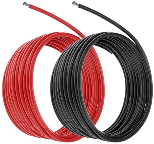 QWORK® 12 AWG 3,3 mm² silikonkabel - 2,5 m svart 2,5 m röd - elektrisk kabel 680 trådar koppartråd förtennad för RC bil, drönare, flygplansbatteri osv