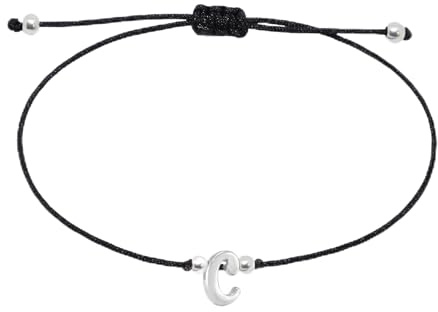 Selfmade Jewelry Buchstaben Armband Damen Silber Kettchen Handmade Größenverstellbares Makramee Armbändchen mit Anfangsbuchstabe Inkl. Geschenk-Verpackung