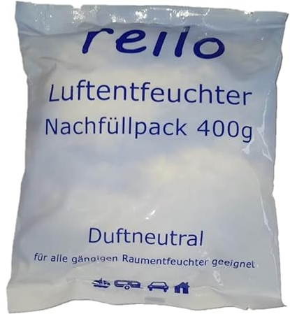 reilo 24x 400g Luftentfeuchter Granulat (Calciumchlorid), Raumluftentfeuchter im Vliesbeutel, Nachfüllpacks für Entfeuchterboxen 400 bis 1200g, Lufttrockner für Wohnräume, Schlafzimmer, Keller
