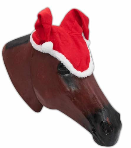 AMKA Weihnachtsmütze für Pferde mit Ohren rot/weiß Weihnachten Nikolaus Kappe