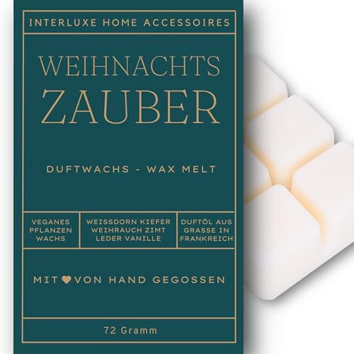 Interluxe Duftwachs Duft Weihnachtszauber angenehm duftend Waxmelt 100% pflanzlich Duftwachswürfel Wachs mit Duftöl Waxmelt Duftblock Duftwachsblock