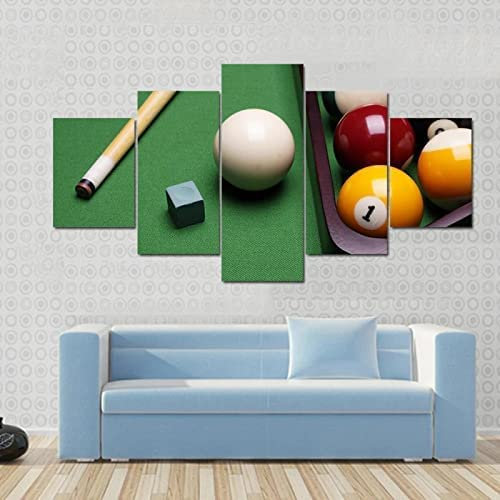 Leinwandbild 5 Tlg. Kreatives Billard Druck Auf Leinwand Bild Kunstdruck (Xxl/Mit Rahmen 200 X 100 Cm) Für Wohnzimmer Hotel Restaurant Büro Home Decor Poster Wandkunst Wandbild -9O7K+U9B