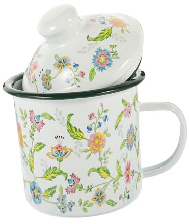 PRETYZOOM Tasse En Émail Résistante 500ml Couvercle Multifonction Pour Thé Café Activités Extérieures Maison