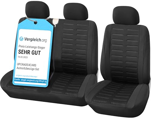 Upgrade4cars Transporter Autositzbezüge Set Vordersitze Schwarz Universal | Passend für die meisten Fahrzeuge | Schützt die Autositze vor Abnutzung | atmungsaktiv & pflegeleicht