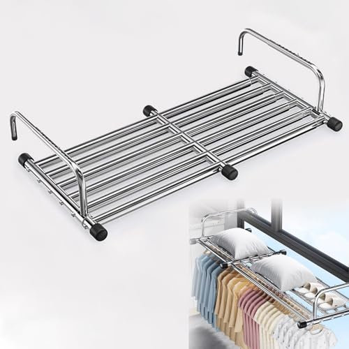HJXGQJM Heizkörpertrockner, Wand-Trockner Edelstahl，Wäscheständer Zum Aufhängen Von Heizkörpern Und Balkon-Trockengestell, Balkonwäschetrockner Ausziehbar Wäschehänger(60-106cm)
