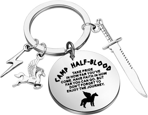 BNQL Portachiavi Camp Half Blood, Cavallo Ispirato al Film Percy Jackson, Regalo per Fan, Half Marathon 13.1, L