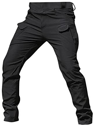 Generisch Cargo Hose, Herren Regular Fit Wanderhose Casual Arbeitshosen Männer Outdoor Militär Taktische Hosen (3XL, Black)