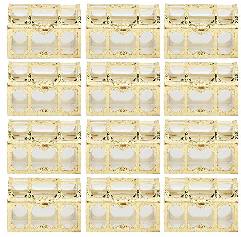 LIYJTK Caja de dulces hueca, contenedor de bombones, adorno, tarro de transparente, caja de dulces, decoración para fiesta de boda, oro, 12 Uds. (LIYJTKrDBh-11)