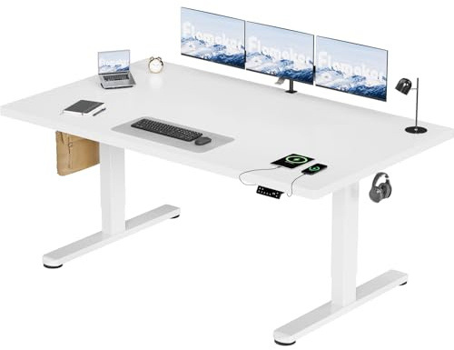 Flamaker Höhenverstellbarer Schreibtisch 180x80 cm,25MM Ganze Tischplatte mit Bürstenloser Motor,Stabiler Ergonomischer Steh Schreibtisch elektrisch höhenverstellbar mit Kabel Management Tray