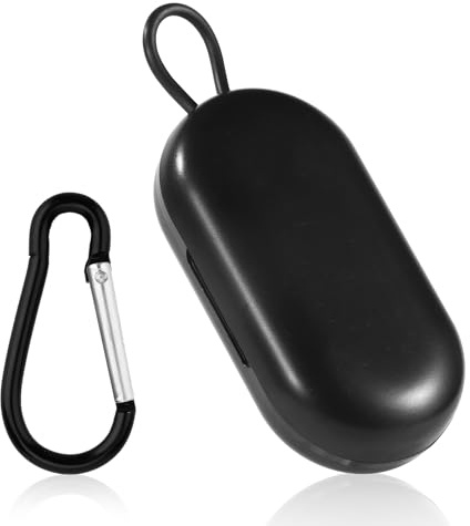Premium Black Earplug Case with Carabiner & Keychain - Portable Mini Storage for Travel, Camping, Business
