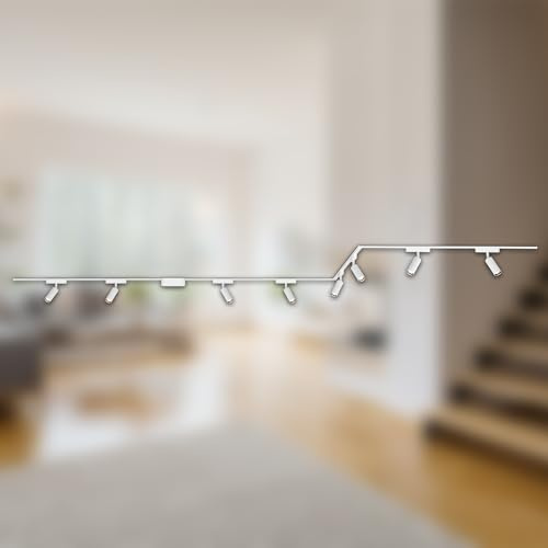 BRILONER - Schienensystem Luxtrail Komplettset, 8x LED Spots, U-Form/Z-Form, Lampen, Schwenkbar, Lichtschienensystem Decke, Strahler Schiene, Deckenlampe, Deckenleuchte, Spotlight, 5m, Weiß