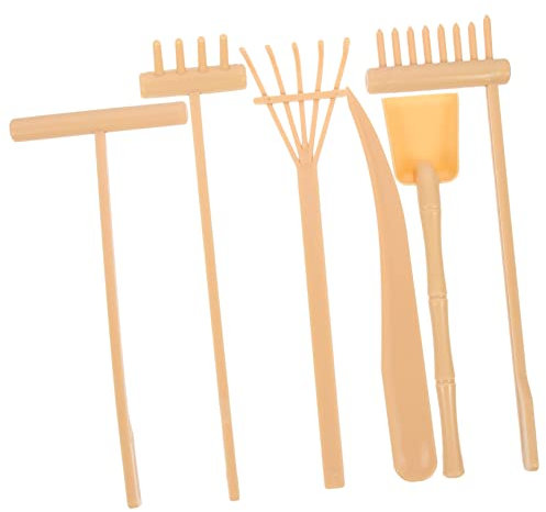 Toyvian 6pcs Yellow Zen Garden Accessories Mini Sand Tray Rake Tools Set for Meditation Desk Sand Table Craft Supplies