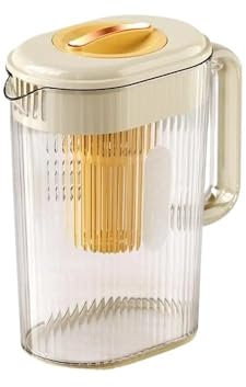 Jarra de cristal para té Jarra de agua grande con tapa y pico Botella de bebida Recipientes de plástico for té frío Jarra Nevera Hervidor de agua for bebidas heladas Jarra de cristal con tapa(Yellow)