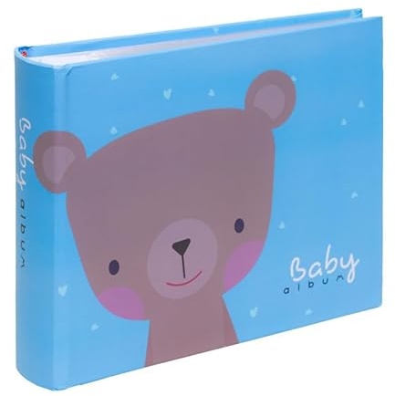 Baby Photo Album for 6x4 Photos - Easy to Fill Slip in Method & Book Bound Baby Boy Photo Album with Writing Space | Store 100 Pictures in a Traditional & Timeless Design | Gift Idea for Newborn