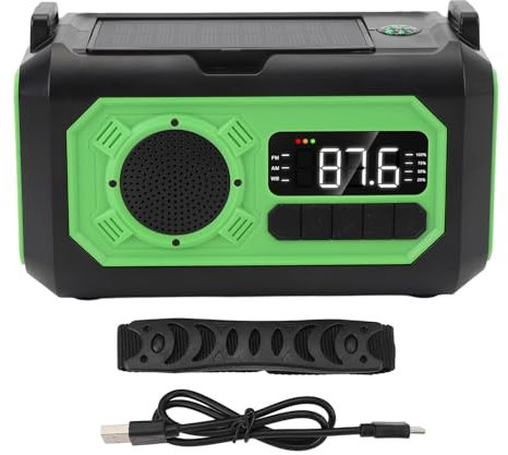 Portable Solar Emergency Radio 12000mAh Hand Crank Solar Battery Powered AM FM NOAA Weather Radio with Flashlight