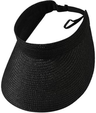TAGVO Sombrero de Paja Mujer, Plegable Sombrero de Sol Sombrero de Cola de Caballo Ajustable, Enrollable Gorra de Visera de ala Ancha Protección UV, Outdoor Sombrero Playa Verano para Turismo Golf