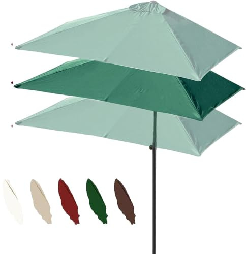 OPOLDBDMAC Parasol De Jardin Extérieur Demi-Parasol De Jardin À Hauteur Réglable Inclinable 1/2 Parasol D’ombrage Rectangulaire pour Balcon, Jardin, Cour, Porche, Mur(Dark Green)