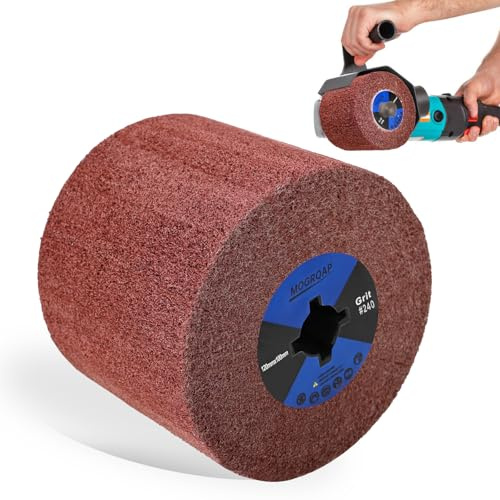 MOGRQAP Spazzola a Rullo Abrasivo Grana 240, Spazzola per Levigare in Nylon Satinato Smerigliatrice Angolare Manicotti Abrasivi per Lucidare Superfici in Legno Metallo - 120 x 100 x 19 mm
