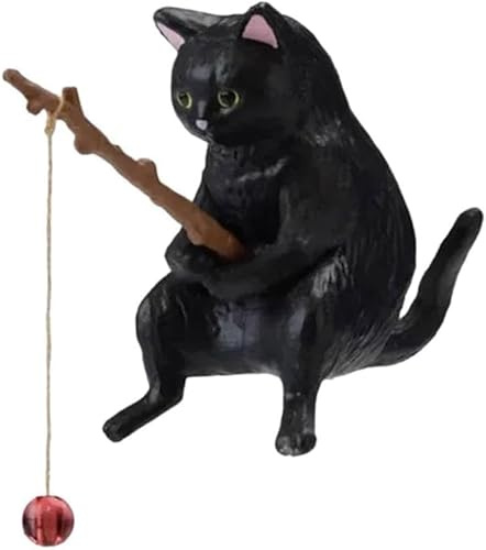 Weiße niedliche Fischerkatze, Auto-Armaturenbrett-Ornamente, Auto-Innendekoration, niedliche Harz-Angelkatzen-Figuren, Auto-Rückspiegel-Anhänger, Luftauslass für Zubehör, Armaturenbrett-Figuren und
