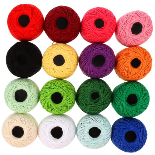 Hilo de Bordar de Algodón DIY 16 Rollos para Principiantes | Hilos Bordar a Mano, Manualidades y Costura, Ligero y Fácil de Llevar Color Aleatorio