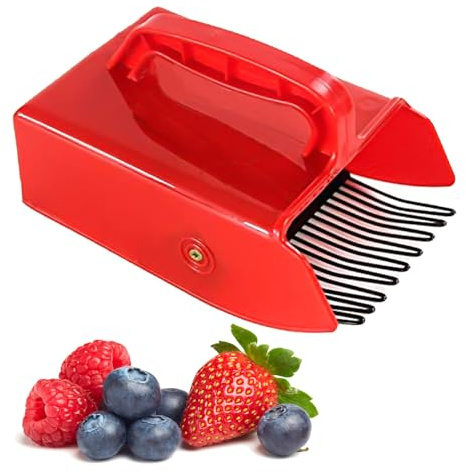 Recolector de arándanos, recolector de bayas con asa, herramienta de cuchara de arándanos, cosechadora de rastrillo, bayas rojas con peine metálico, cucharada para cosechar frutas