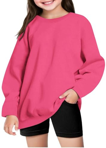 SoLu DAY8 Sweats sans Capuche Enfant Fille 2-14 Ans a la Mode Hooded Sweatshirt Polaire Ado Fille Hiver Manche Longue Chic Confortable Ample Casual Jogging Vacances Haut Blouse (11-12 Years)