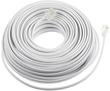 VERDANVERSE Cavo Prolunga Telefonica Rj11 6p4c 20 Metri Bianco Per Telefono Fax Modem Protezione Audio Per Rete Fissa Uso Domestico e Ufficio