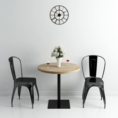 WSJHUHK bistrobord MDF och stål rund 80 x 75 cm ekfärg