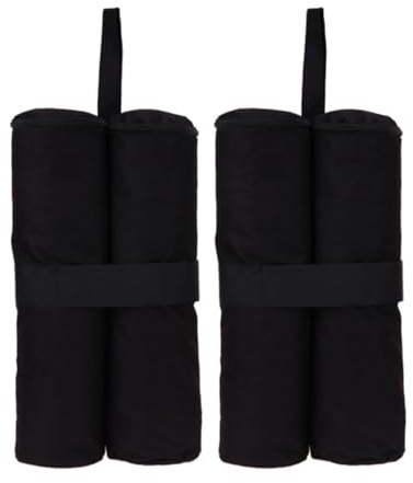 SEWACC Bolsas de Peso para Toldos 4 Piezas Negras Sacos de Arena Resistentes Doble Compartimento y Cremallera Estabilizadores para Carpas y Refugios Exteriores Campamentos y Eventos