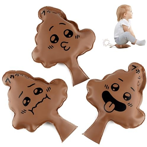 Cndiyald Self Inflating Whopping Cushions 3PCS 5.5x4.3 Inch Fart Noise Maker Rubber Funny Pranks for Kids Portable Reusable Fart Cushion for Tricky Toys