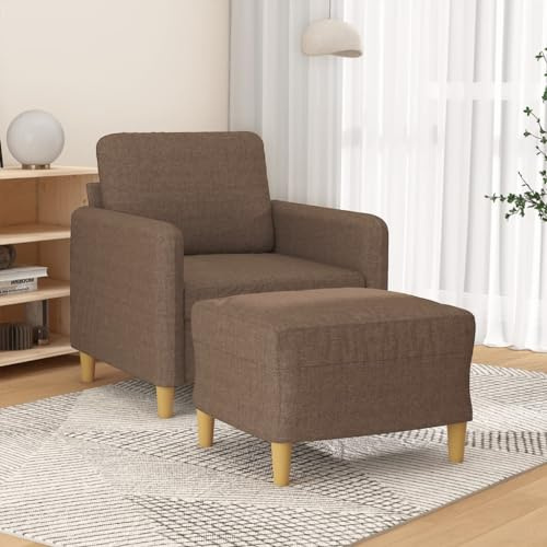 Frdhee Schlafsofa Modernes Couch Couchgarnitur,Sessel mit Hocker Braun 60 cm Stoff,Für Gästezimmer Und Kleine Räume, Vielseitig Einsetzbar
