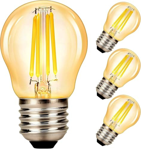 Bpzmm 4 PCS E27 Edison Screw Bulbs Globe 4W with Filament G45 Low Energy Clear Globe Bulb Golf Ball Energy Saving Light Bulbs Screw for Indoor Lighting Non Dimmable 2700K Warm White