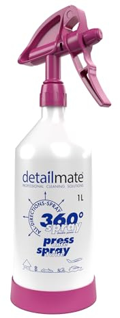 detailmate Sprühflasche 1L made by Kwazar Mercury Super Pro+ 360° Doppelsprühfunktion Reinigungsmittelflasche für Auto, Garten & Haushalt | stufenlos verstellbare Düse Pink