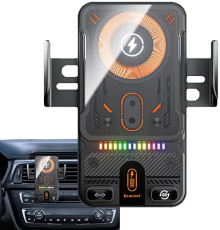 Support De Chargeur sans Fil pour Voiture, Support De Téléphone À Serrage Automatique, Supports De Navigation Électrique Rotatif À 360° pour Voiture pour Les Trajets Quotidiens