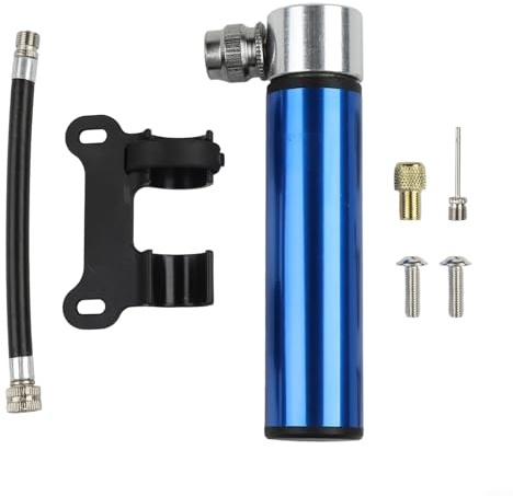 High-Pressure Portable Air Pump For Bicycles And Sports Balls,120 PSI Aluminum Alloy Bicycle Pump With Ball Needle, Conversion Tube & Stand, 9.5 Cm, 91 G(Gold)