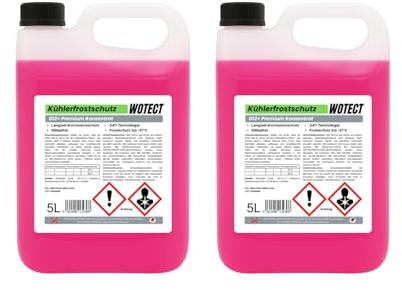 WWotan Solutions WOTECT 10L Kühlerfrostschutz G12+ Konzentrat – Silikatfrei, Lila – Frostschutz bis -37°C – Kühlmittel für PKW, LKW & Aluminiumkühler (2x5L)