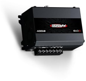 SounDigital 400.2 EVO 6.0 2-kanals bilförstärkare | 400 W RMS slutsteg | 4 ohm | hög-/lågpassfilter | högnivå + RCA-ingång | kompakt bil-HiFi slutsteg