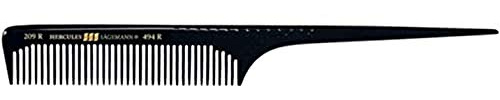 HERCULES SÄGEMANN - 209R-494R | 8 Zoll Kamm aus hochwertigem Ebonit | Stielkamm für Frisuren und separieren einzelner Haarsträhnen | Extra weite Zahnung | Farbe: Schwarz