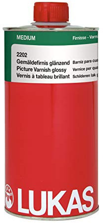 Lukas Artist Glossy Picture Varnish Oil Medium - Water bright, Soluble in Turpentine and Mineral Spirits - 1000 ml