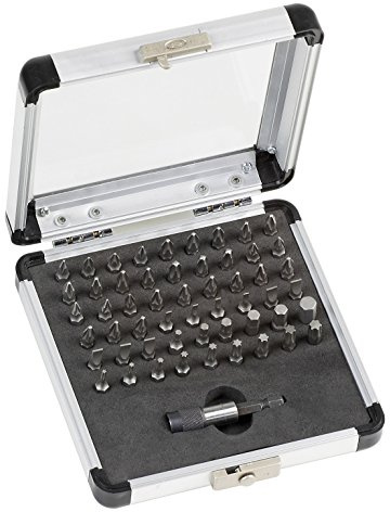 Meister Bit-Set 55-teilig - Aus Chrom-Vanadium-Stahl - Gängige Standard-Bits - In praktischer Aluminiumbox / Bit-Satz für Schaubarbeiten / Bit-Sortiment / Schrauber-Bits / WU3704500 | Gängige Standard-Bits – In praktischer Aluminiumbox – Bit-Satz für Schaubarbeiten – Bit-Sortiment – Schrauber-Bits