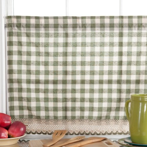 Achim Home Decor Paire de rideaux de fenêtre à carreaux – 147 cm de large et 91 cm de long – Rideaux à carreaux bordeaux et ivoire – Rideaux filtrant la lumière pour cuisine, chambre, salon et salle à manger