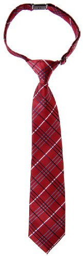 Retreez Classic Plaid Styles Woven Microfiber Pre-tied Boy's Tie - Burgundy - 4-7 years