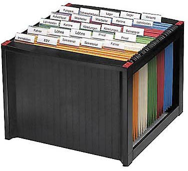 Helit Hängeregistraturkorb für 40 Hängeregister schwarz/leer stapelbar 61100-92/h