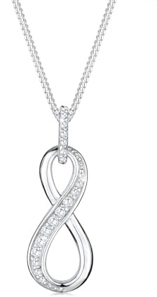 Elli Women's 925 Sterling Silver Zirconia Infinity Love Friendship Forever Love Necklace Chain with Pendant
