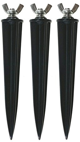 Trango Paquete de 3 espigas de jardín GS*3 Hechas de plástico Negro, portalámparas, Espiga de Foco de Espiga, Espiga de jardín, Espiga de Tierra, Espiga de Suelo de Foco de jardín, Soporte de Tierra