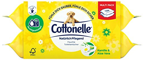 Cottonelle feuchte Toilettentücher natürlich Pflegend 2er Pack (84 Tücher), 6er Pack (6 x 84 Stücke)