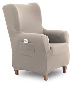 Textilhome Ohrensesselbezug TEIDE Stretch elastisch Sofaschoner Beige | Elastischer Ohrensesselbezug 70–110 cm mit perfekter Passform, sicherem Halt und rutschfesten Schaumstoffrollen.