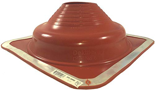 DEKS Dektite Premium #6 Red Silicone Metal Roof Pipe Flashing, High Temp, Square Base, Pipe OD 5 to 9
