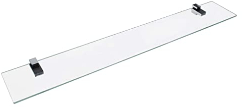 FACKELMANN Glasablage 80 cm/Wandregal für Badaccessoires/Maße (B x T): ca. 80 x 12 cm/Wandablage mit 6 mm Stärke/hochwertiges Glasregal mit Halterungen/Wandregal fürs Bad/Badregal fürs WC